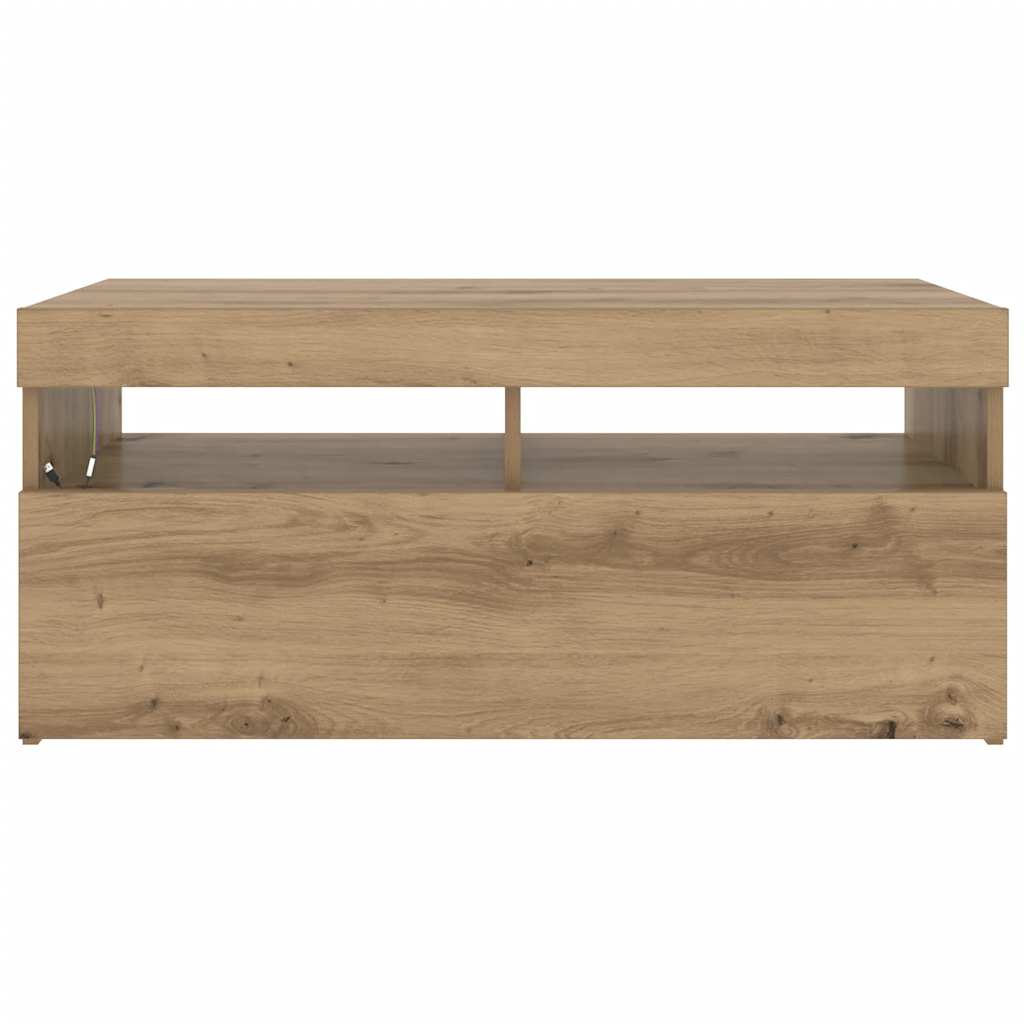 tv-bord med LED-lys 90x35x40 cm konstrueret træ kunsteg