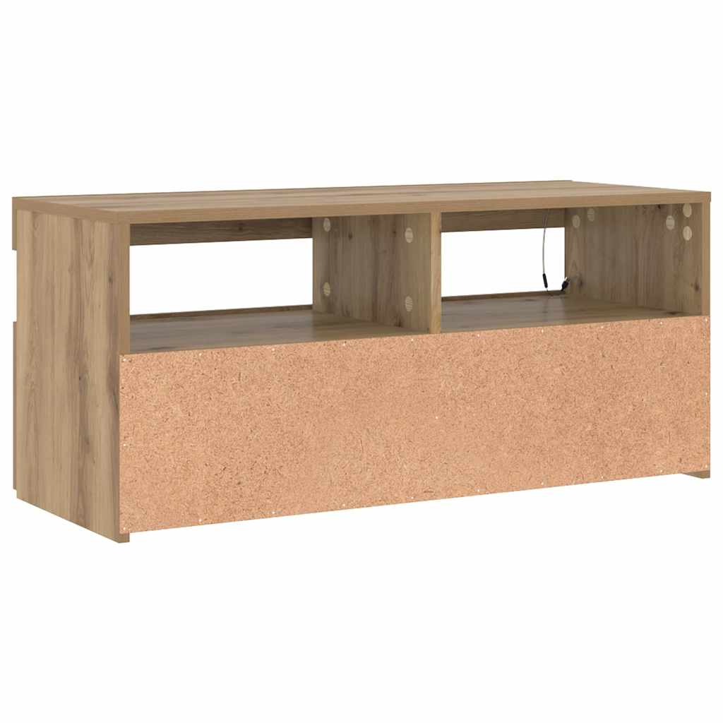 tv-bord med LED-lys 90x35x40 cm konstrueret træ kunsteg
