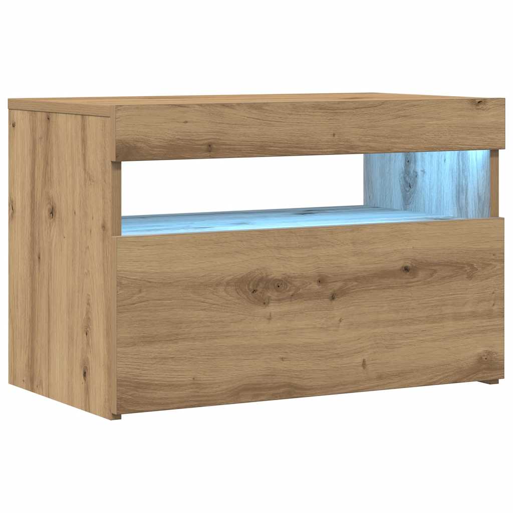 tv-bord med LED-lys 60x35x40 cm konstrueret træ kunsteg