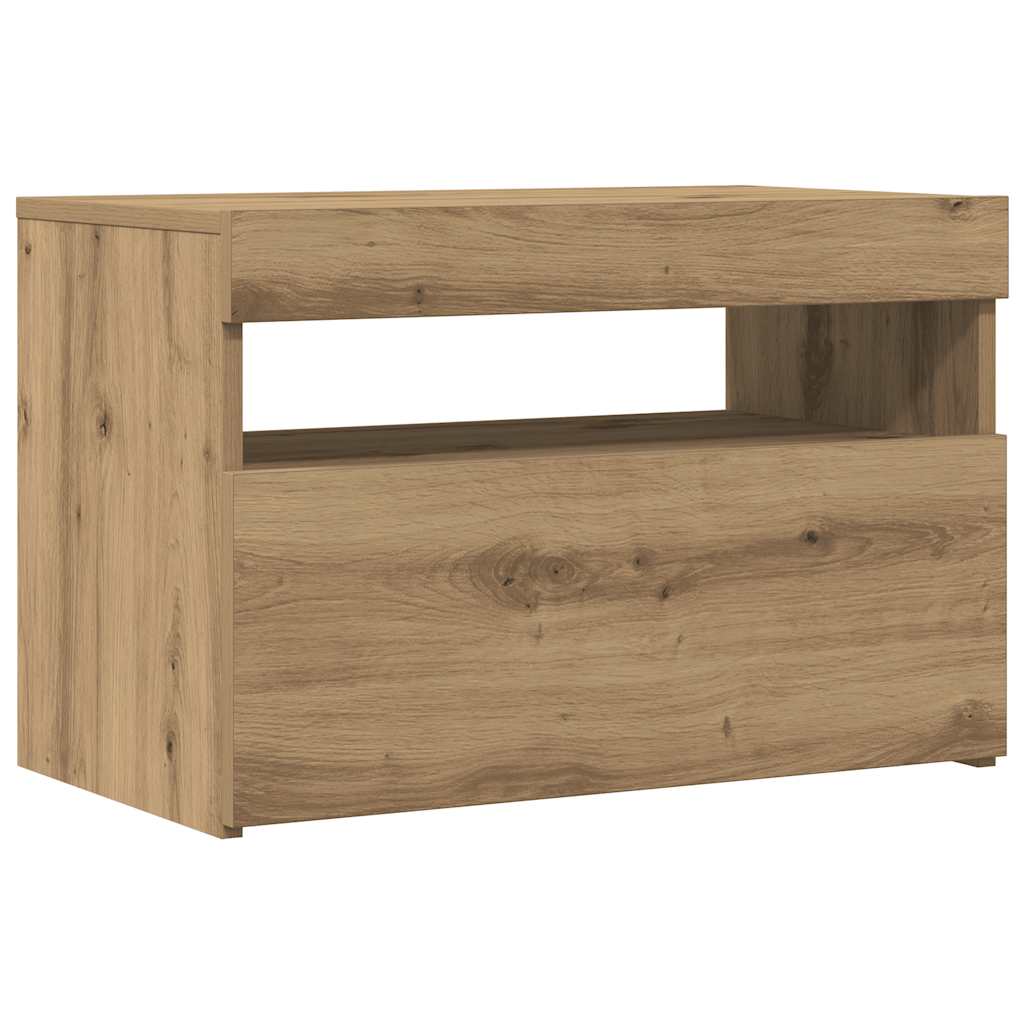 tv-bord med LED-lys 60x35x40 cm konstrueret træ kunsteg