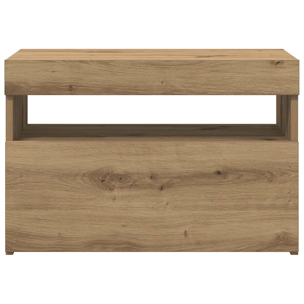 tv-bord med LED-lys 60x35x40 cm konstrueret træ kunsteg