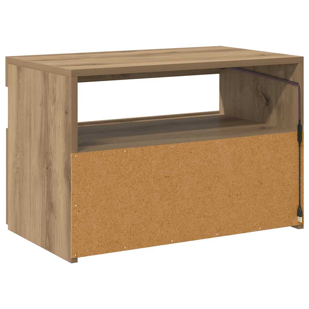 tv-bord med LED-lys 60x35x40 cm konstrueret træ kunsteg