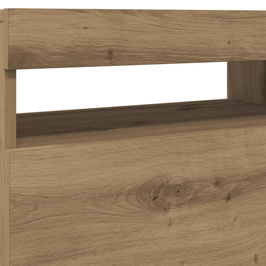 tv-bord med LED-lys 60x35x40 cm konstrueret træ kunsteg