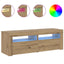 tv-bord med LED-lys 120x35x40 cm konstrueret træ kunsteg