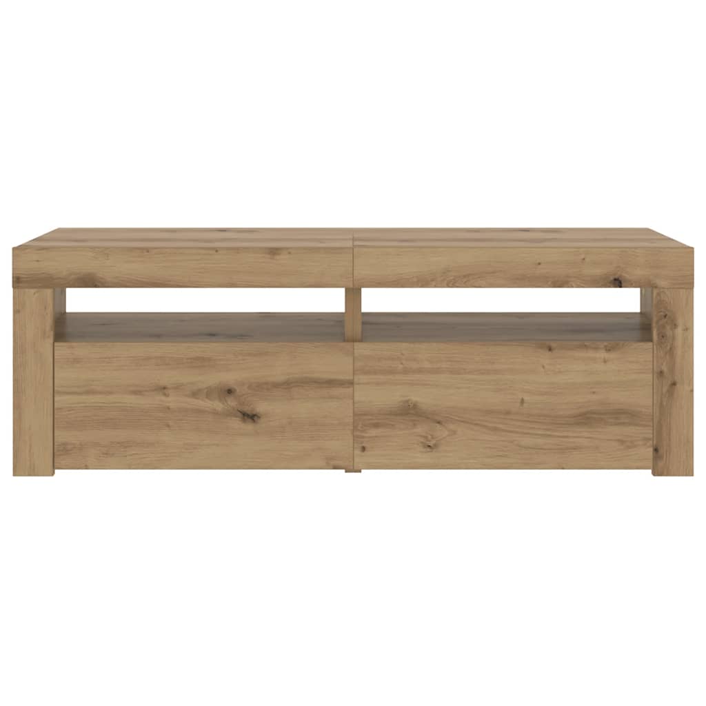 tv-bord med LED-lys 120x35x40 cm konstrueret træ kunsteg