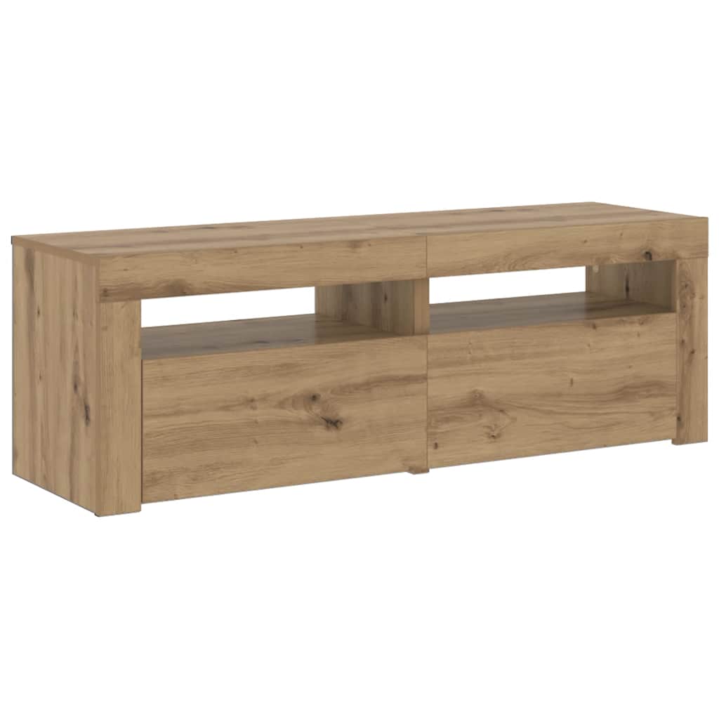 tv-bord med LED-lys 120x35x40 cm konstrueret træ kunsteg