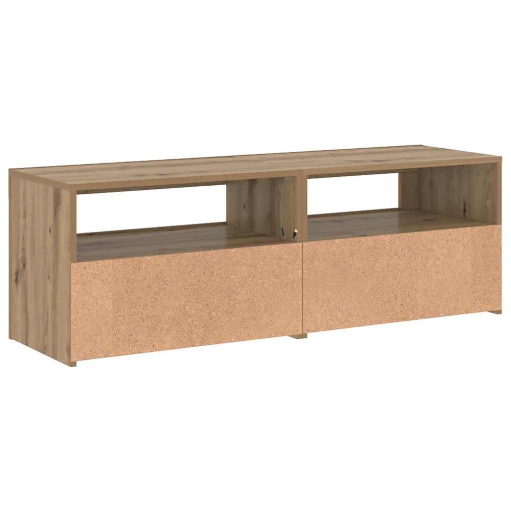 tv-bord med LED-lys 120x35x40 cm konstrueret træ kunsteg