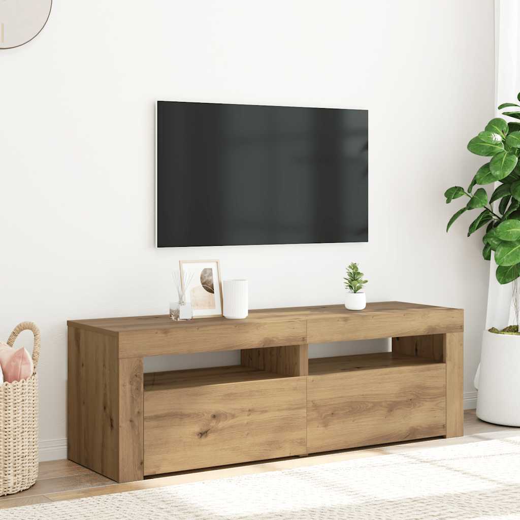 tv-bord med LED-lys 120x35x40 cm konstrueret træ kunsteg