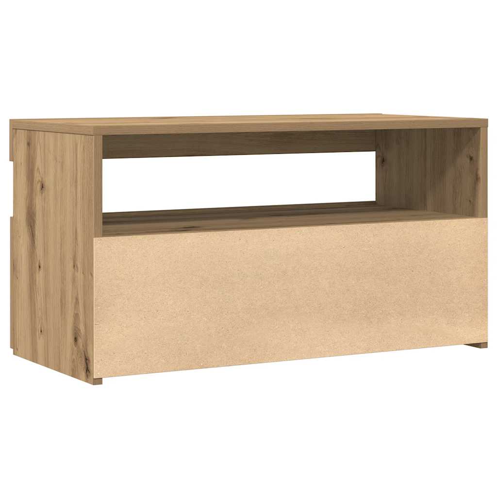 tv-bord med LED-lys 75x35x40 cm konstrueret træ kunsteg