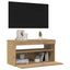 tv-bord med LED-lys 75x35x40 cm konstrueret træ kunsteg