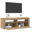 tv-bord med LED-lys 120x35x40 cm konstrueret træ kunsteg