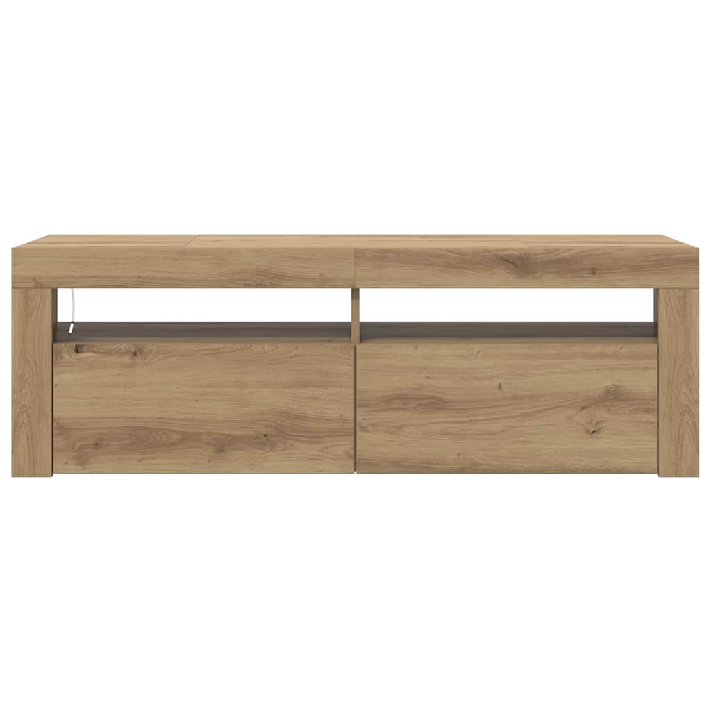 tv-bord med LED-lys 120x35x40 cm konstrueret træ kunsteg