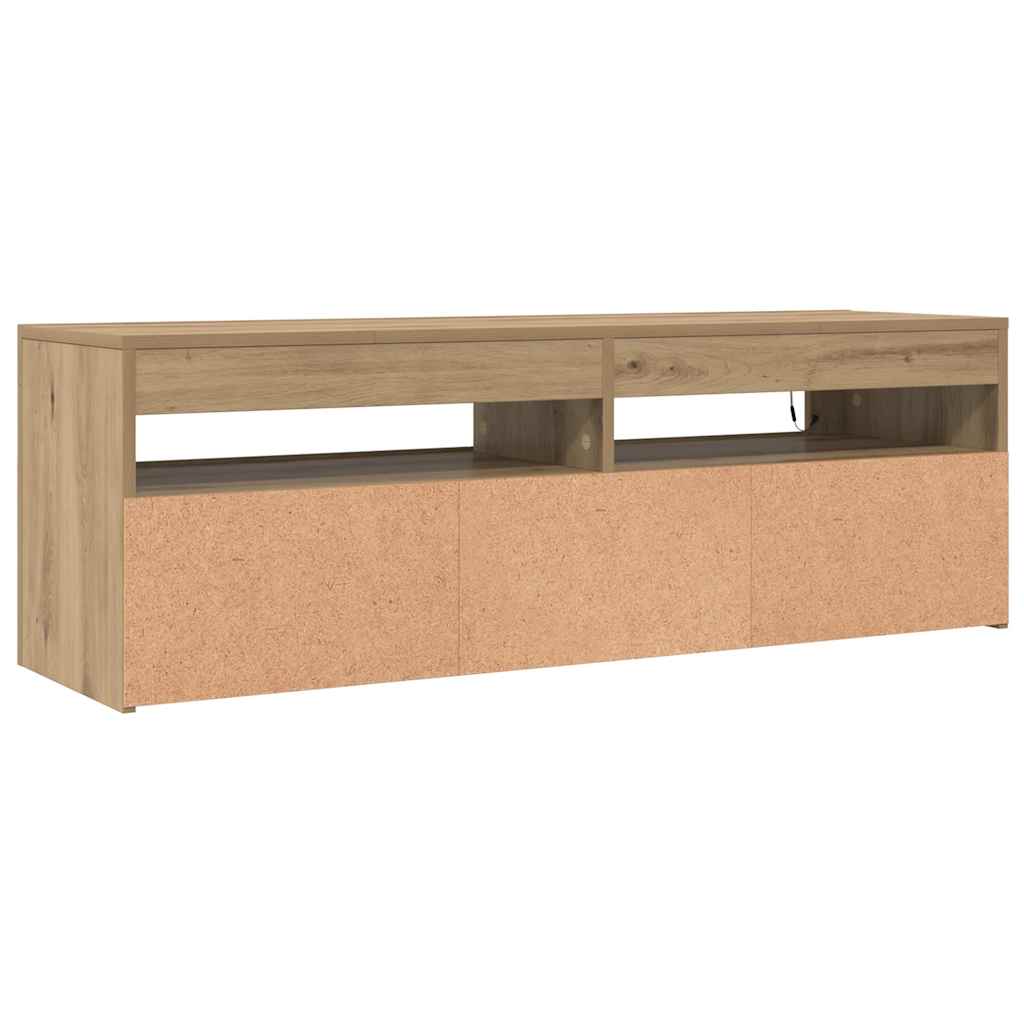 tv-bord med LED-lys 120x35x40 cm konstrueret træ kunsteg