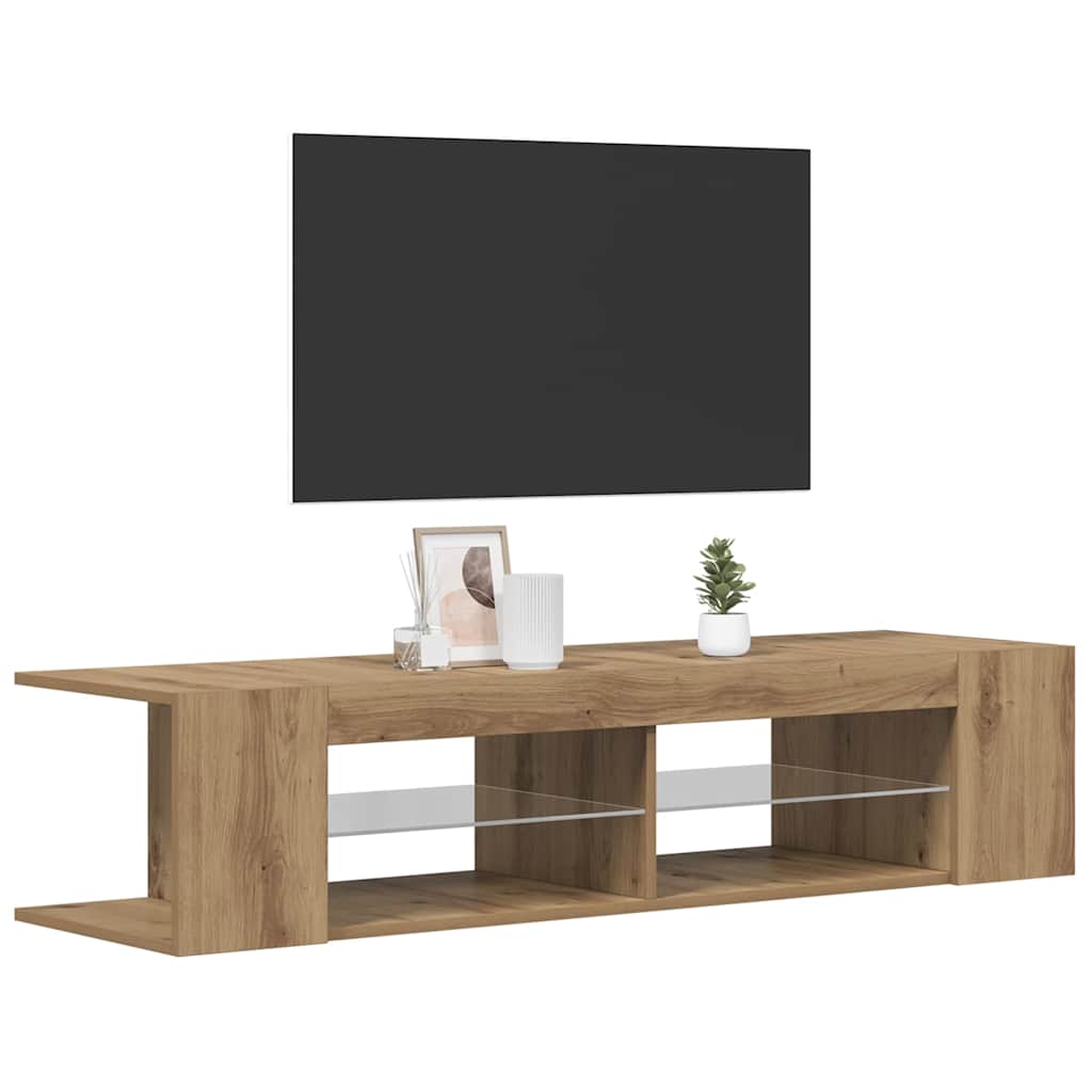 tv-bord med LED-lys 135x39x30 cm konstrueret træ kunsteg