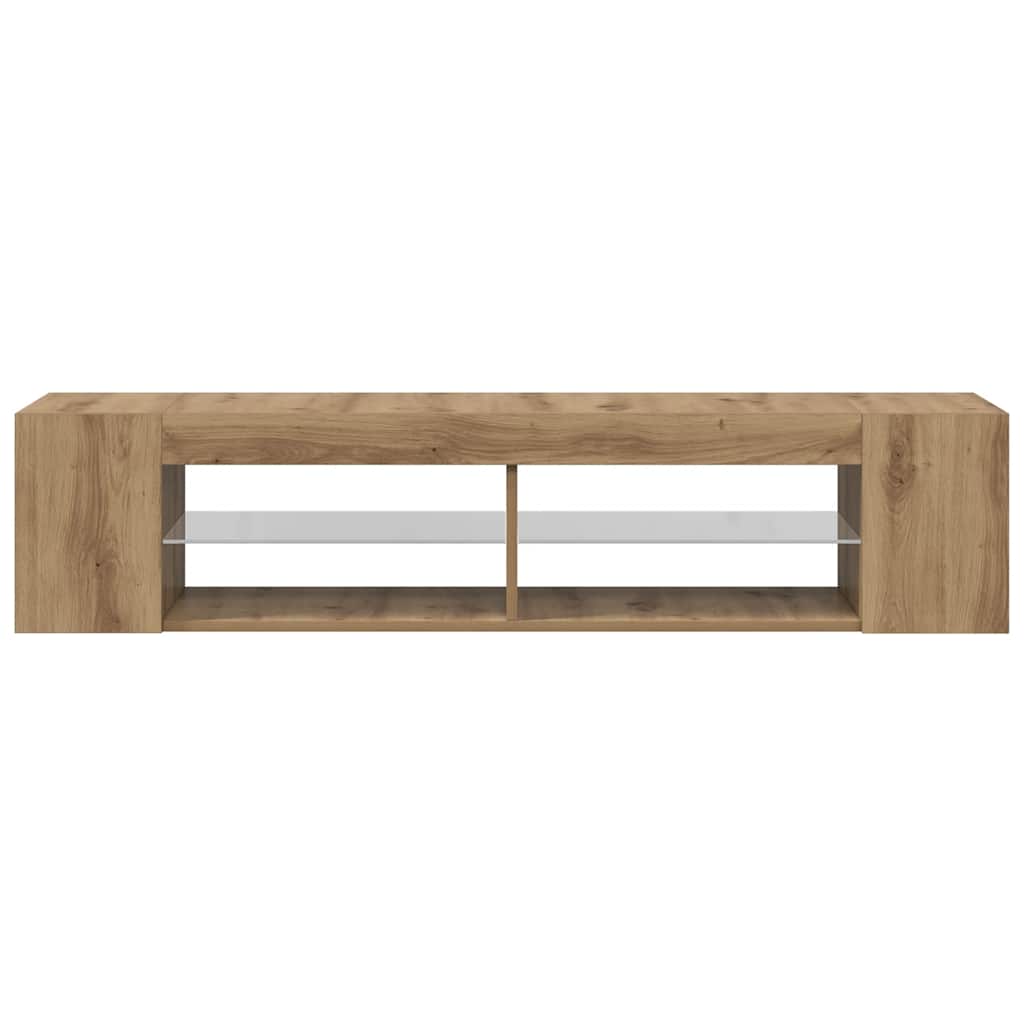 tv-bord med LED-lys 135x39x30 cm konstrueret træ kunsteg