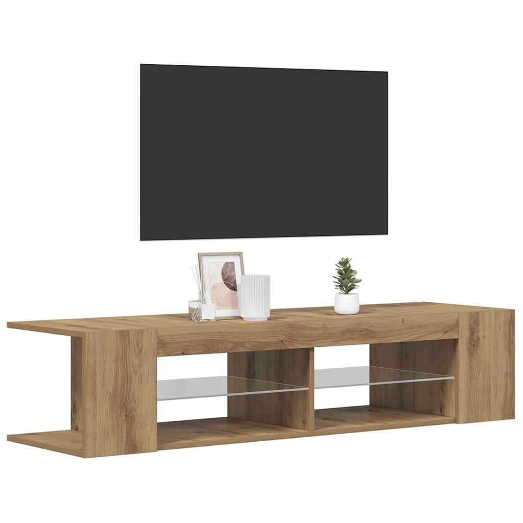 tv-bord med LED-lys 90x39x30 cm konstrueret træ kunsteg