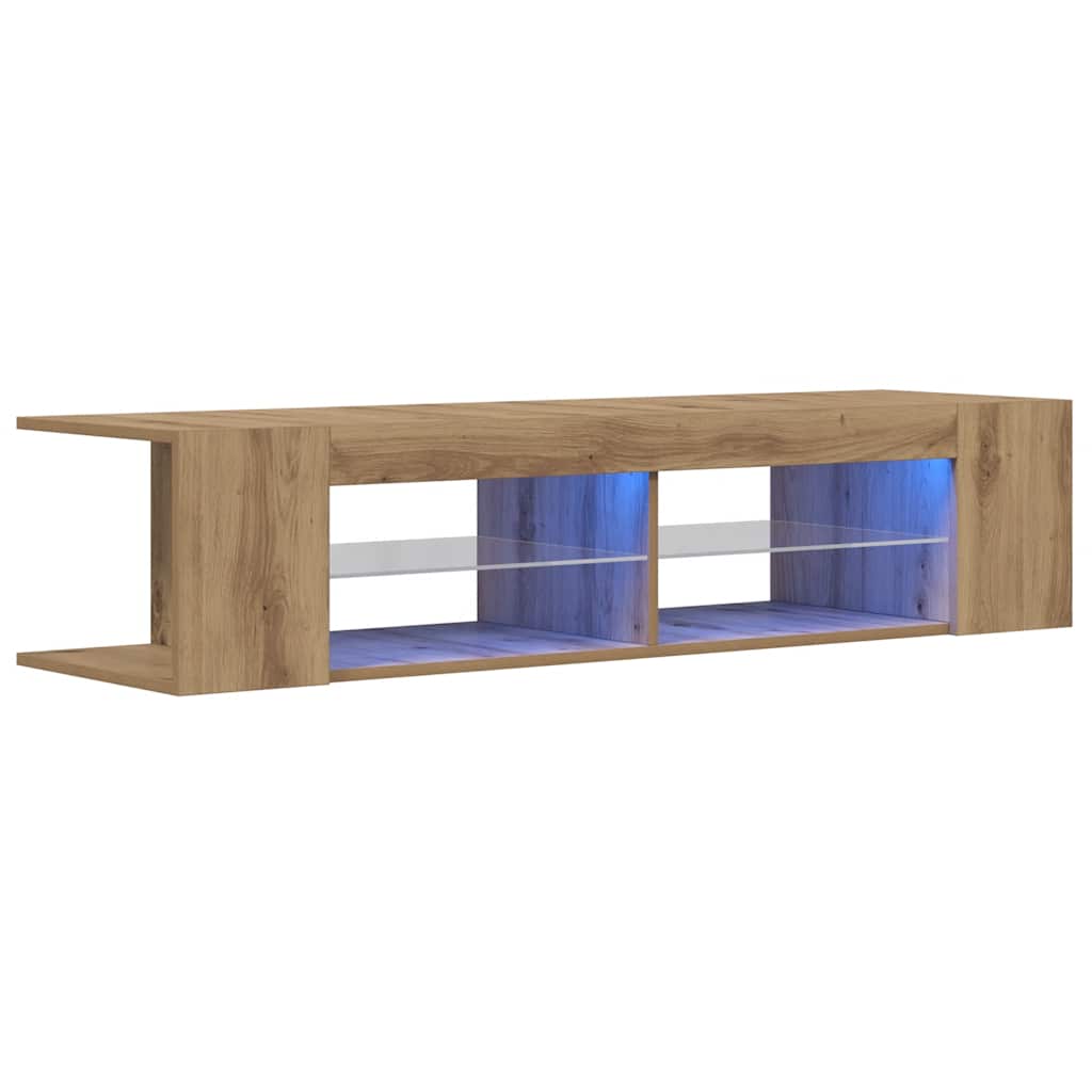 tv-bord med LED-lys 90x39x30 cm konstrueret træ kunsteg