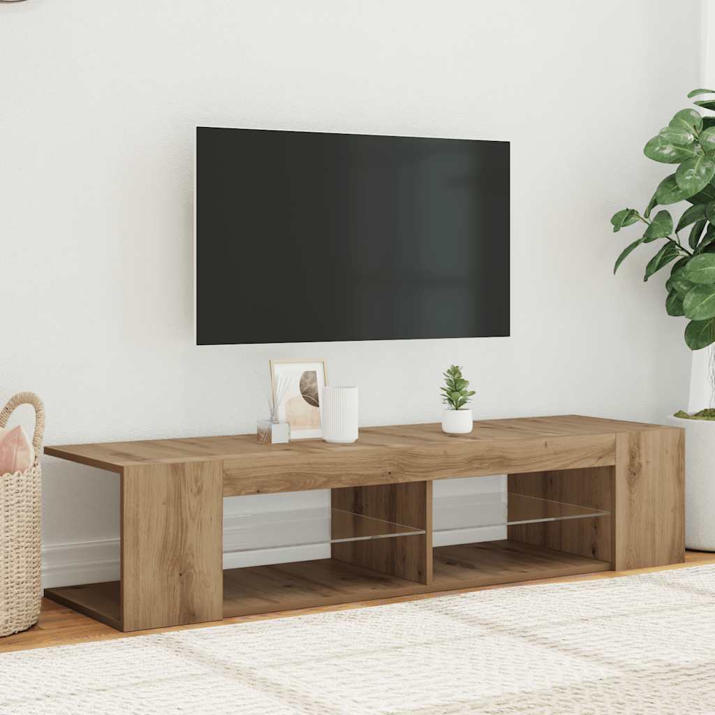 tv-bord med LED-lys 90x39x30 cm konstrueret træ kunsteg