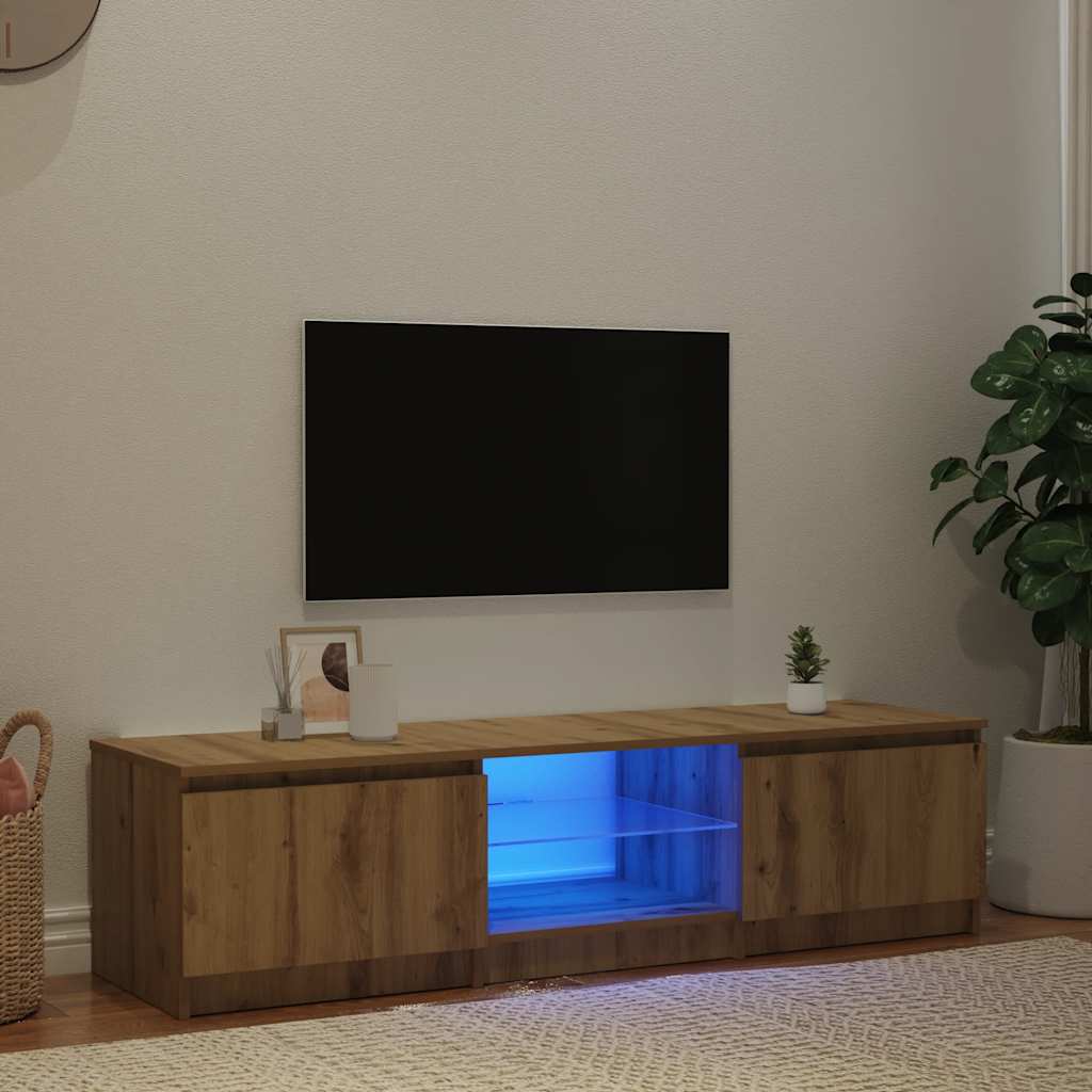 tv-bord med LED-lys 140x40x36 cm konstrueret træ kunsteg
