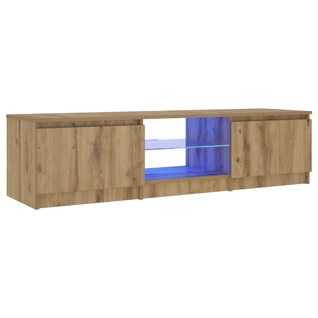 tv-bord med LED-lys 140x40x36 cm konstrueret træ kunsteg