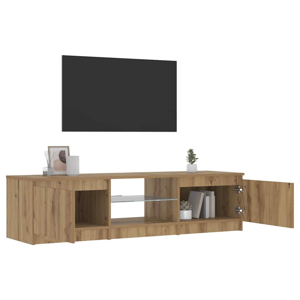tv-bord med LED-lys 140x40x36 cm konstrueret træ kunsteg