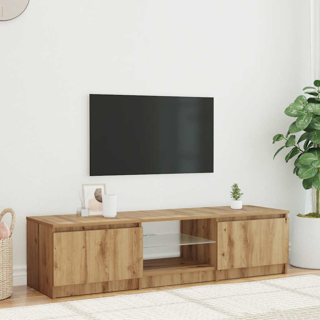 tv-bord med LED-lys 140x40x36 cm konstrueret træ kunsteg