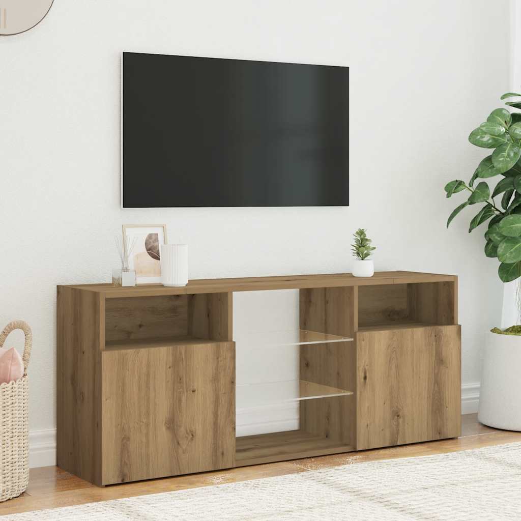 tv-bord med LED-lys 120x30x50 cm konstrueret træ kunsteg