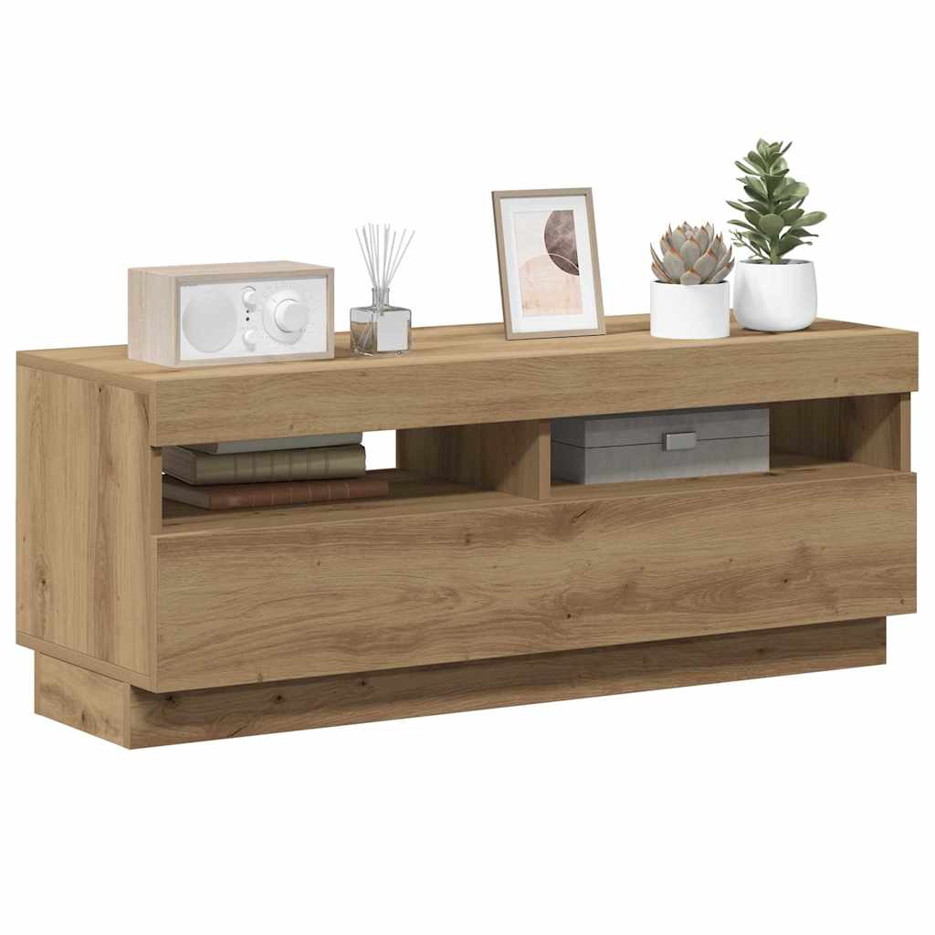 tv-bord med LED-lys 100x35x40 cm konstrueret træ kunsteg