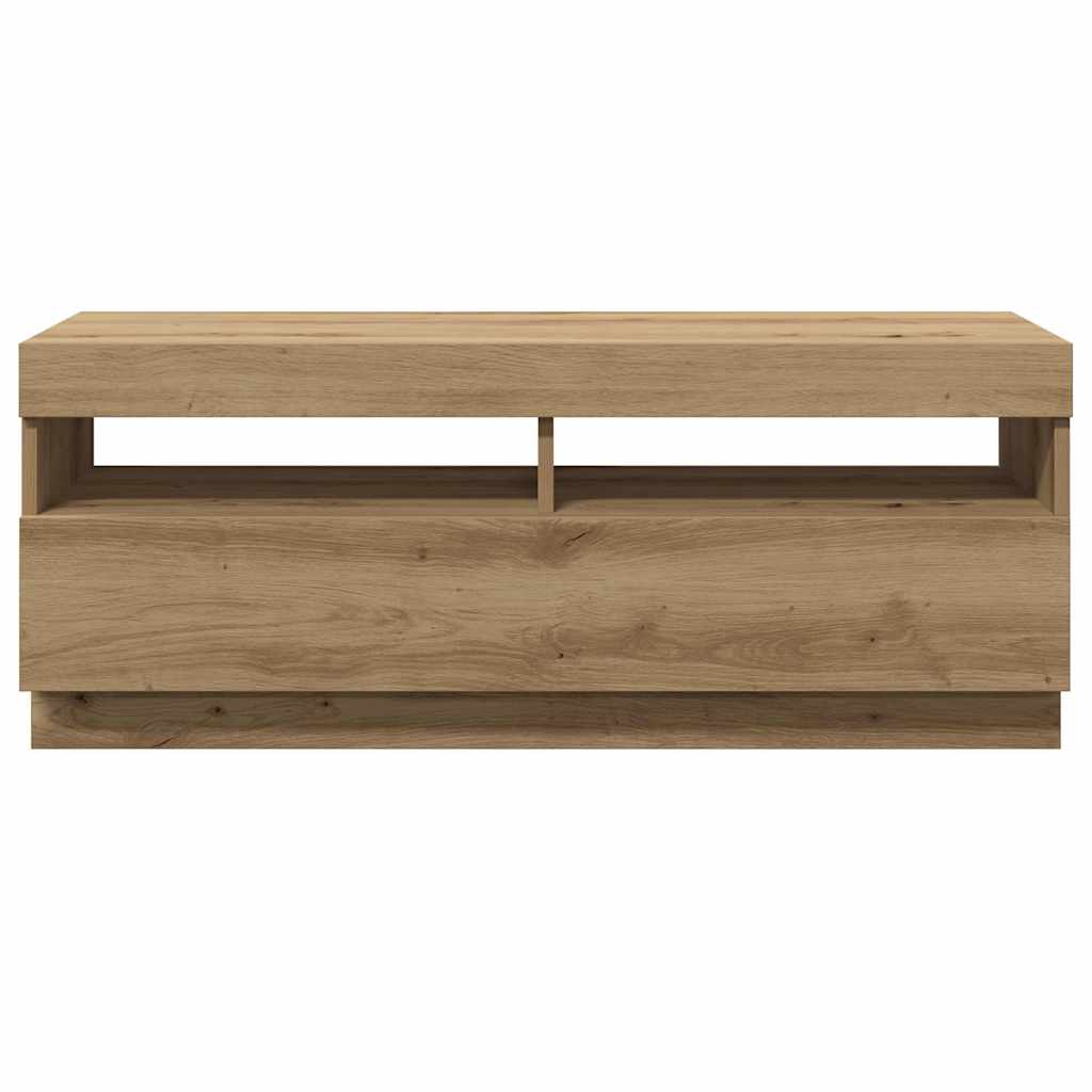 tv-bord med LED-lys 100x35x40 cm konstrueret træ kunsteg