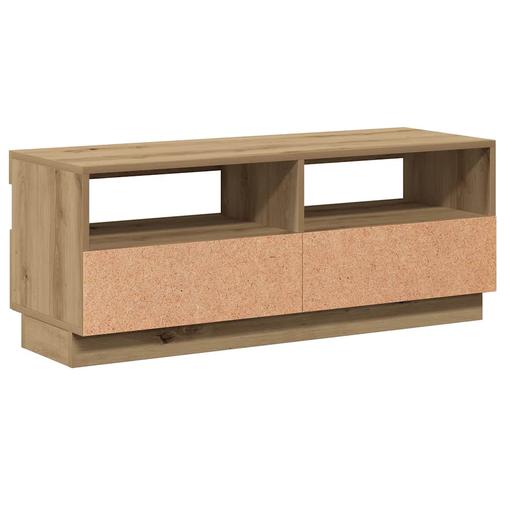 tv-bord med LED-lys 100x35x40 cm konstrueret træ kunsteg
