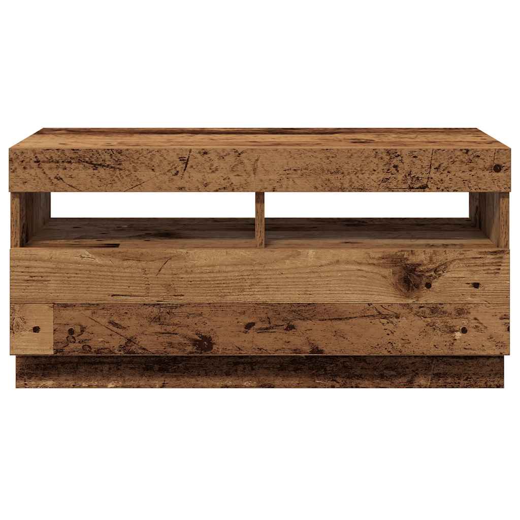 tv-bord med LED-lys 80x35x40 cm konstrueret træ antikt træ