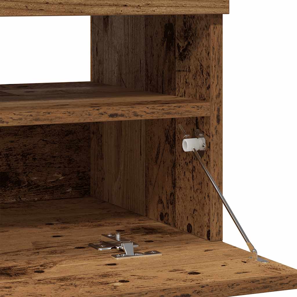 tv-bord med LED-lys 80x35x40 cm konstrueret træ antikt træ