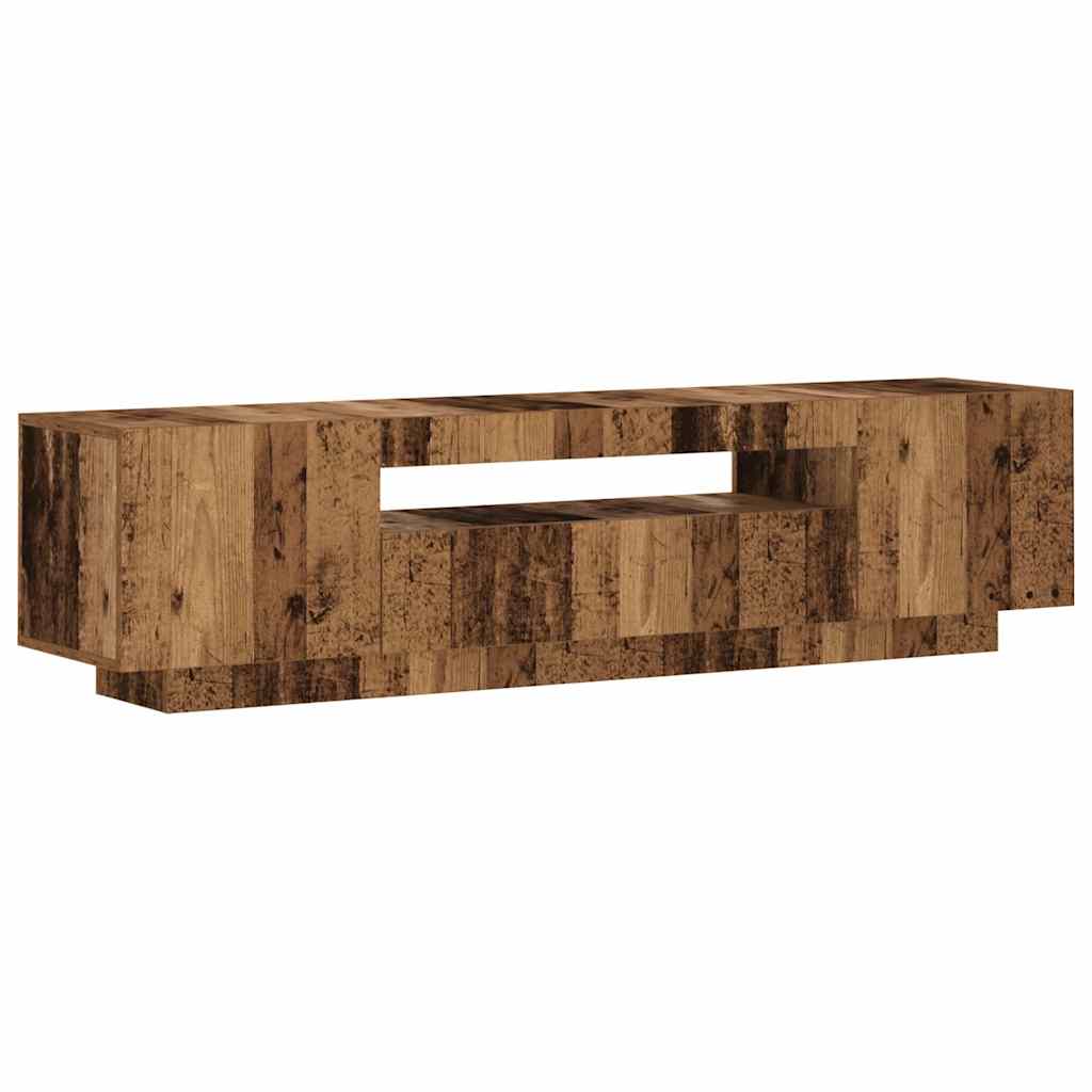 tv-bord m. LED-lys 160x35x40 cm konstrueret træ antikt træ