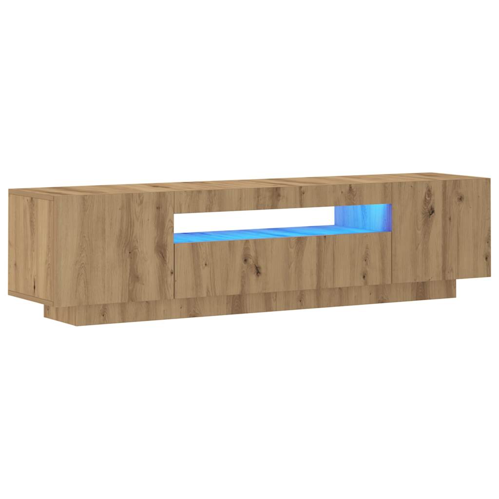 tv-bord med LED-lys 160x35x40 cm konstrueret træ kunsteg