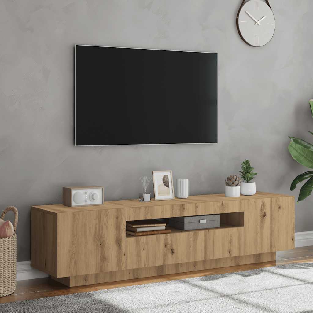 tv-bord med LED-lys 160x35x40 cm konstrueret træ kunsteg