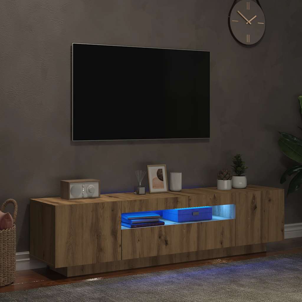 tv-bord med LED-lys 160x35x40 cm konstrueret træ kunsteg