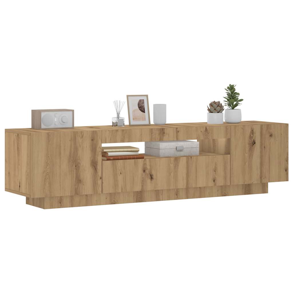 tv-bord med LED-lys 160x35x40 cm konstrueret træ kunsteg