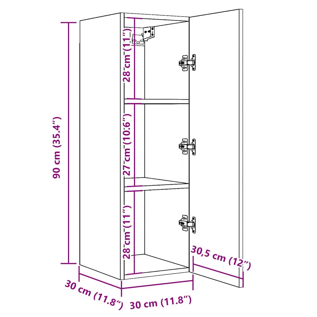 tv-bord 30,5x30x90 cm konstrueret træ kunsteg