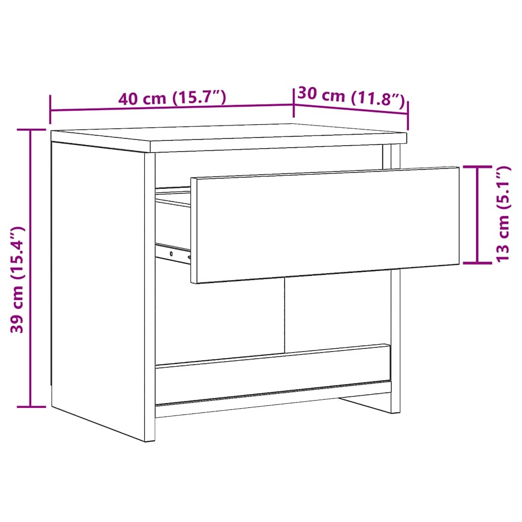 sengeborde 2 stk. 40x30x39 cm spånplade antikt træ