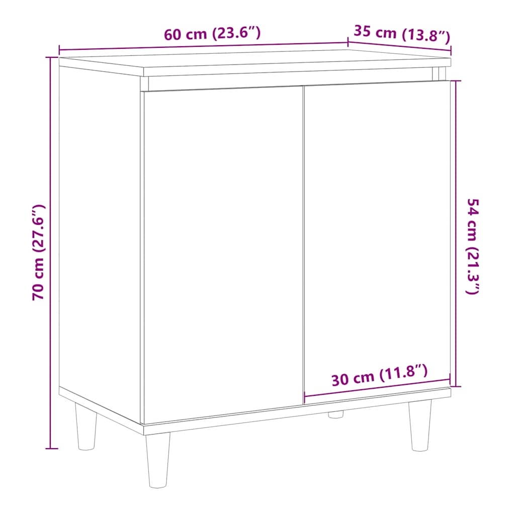 skænk 60x35x70 cm konstrueret træ egetræsfarve