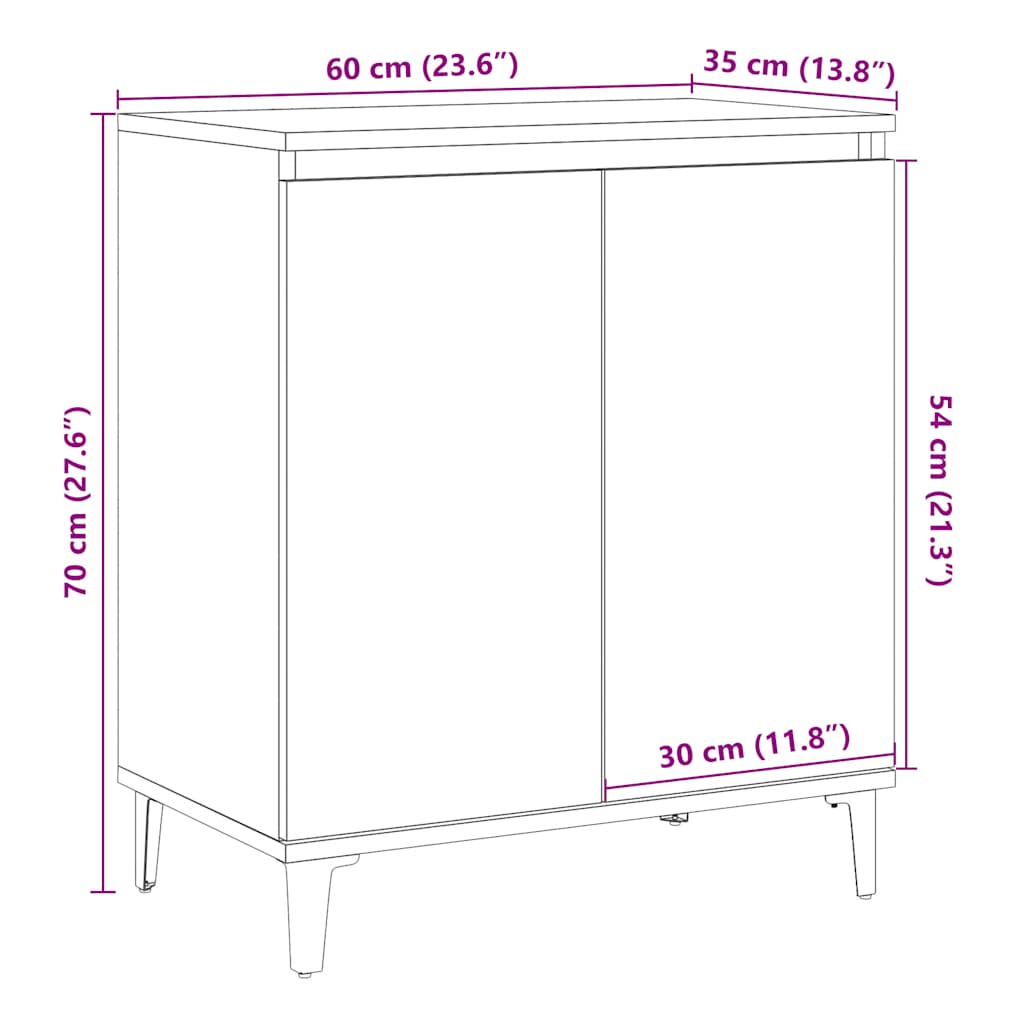 skænk 60x35x70 cm konstrueret træ antikt træ