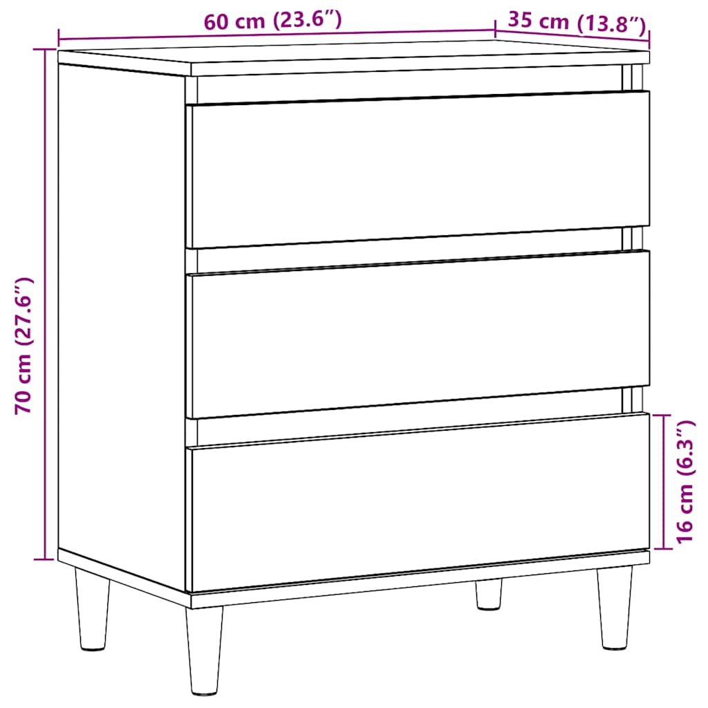 skænk 60x35x70 cm konstrueret træ egetræsfarve
