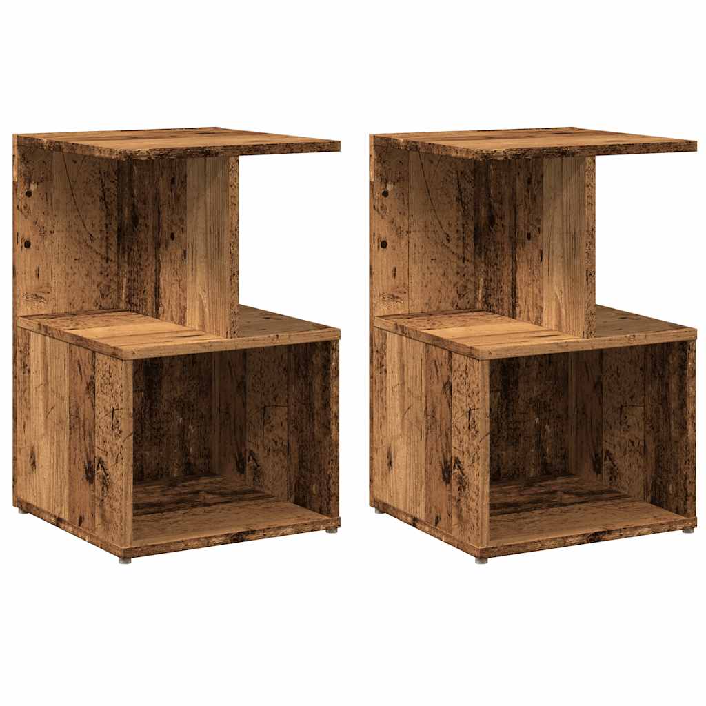 sengeskabe 2 stk. 35x35x55 cm konstrueret træ antikt træ