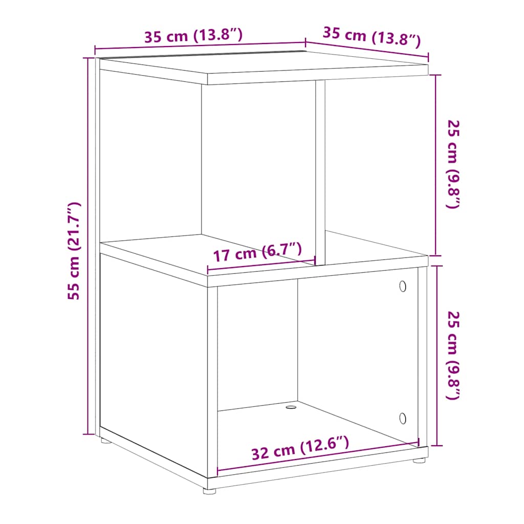 sengeskabe 2 stk. 35x35x55 cm konstrueret træ antikt træ