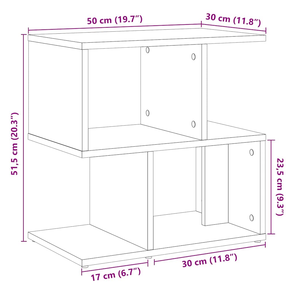 sengeskab 50x30x51,5 cm konstrueret træ antikt træ