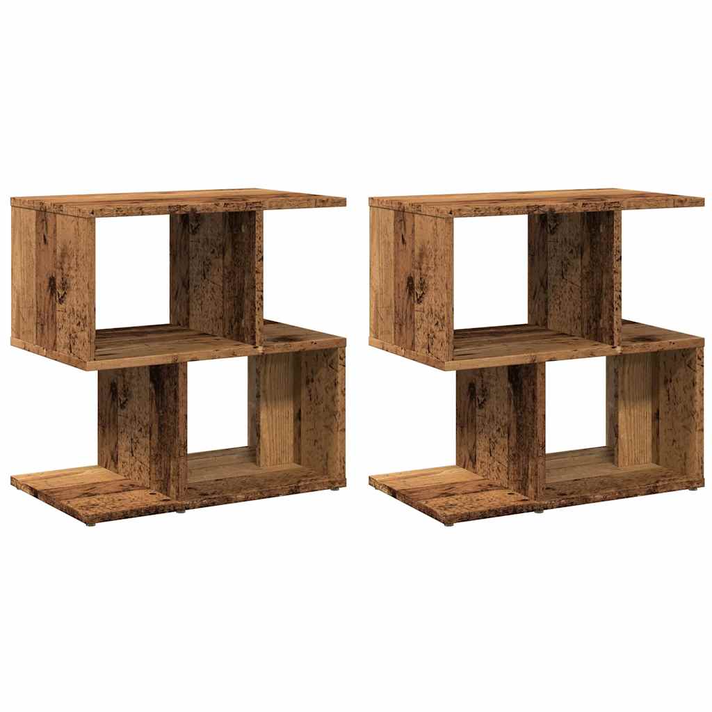 sengeskabe 2 stk. 50x30x51,5 cm konstrueret træ antikt træ