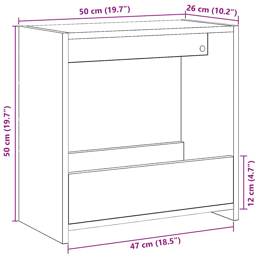 sidebord 50x26x50 cm konstrueret træ kunsteg