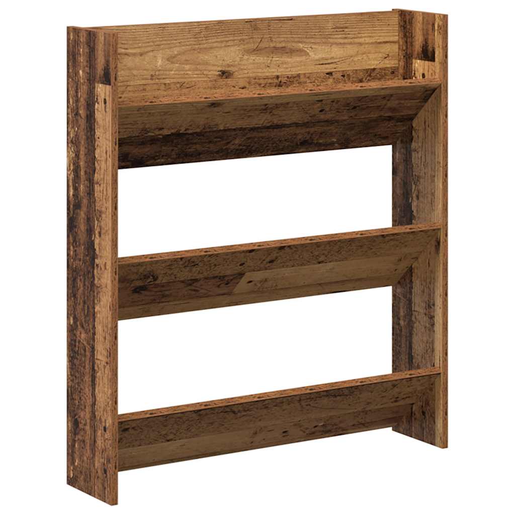 væghængt skoreol 80x18x90 cm konstrueret træ antikt trælook