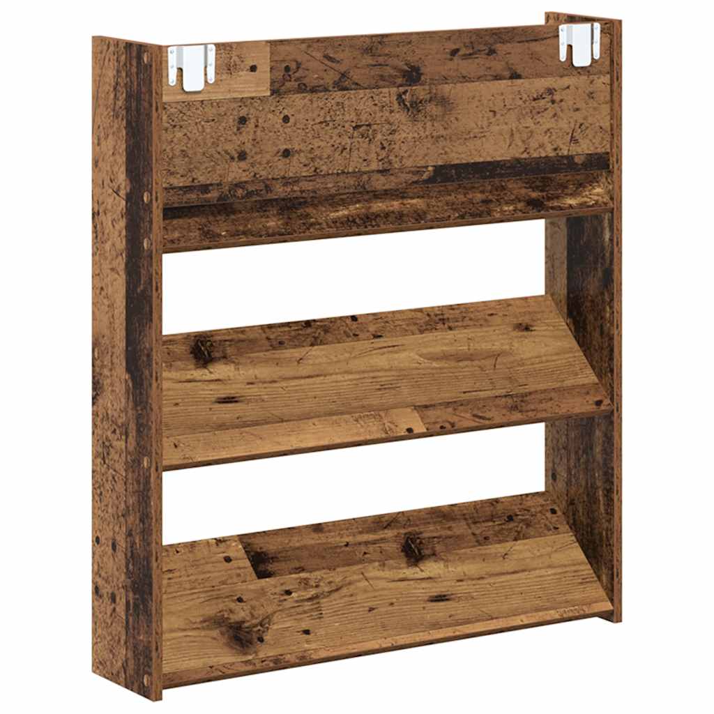 væghængt skoreol 80x18x90 cm konstrueret træ antikt trælook