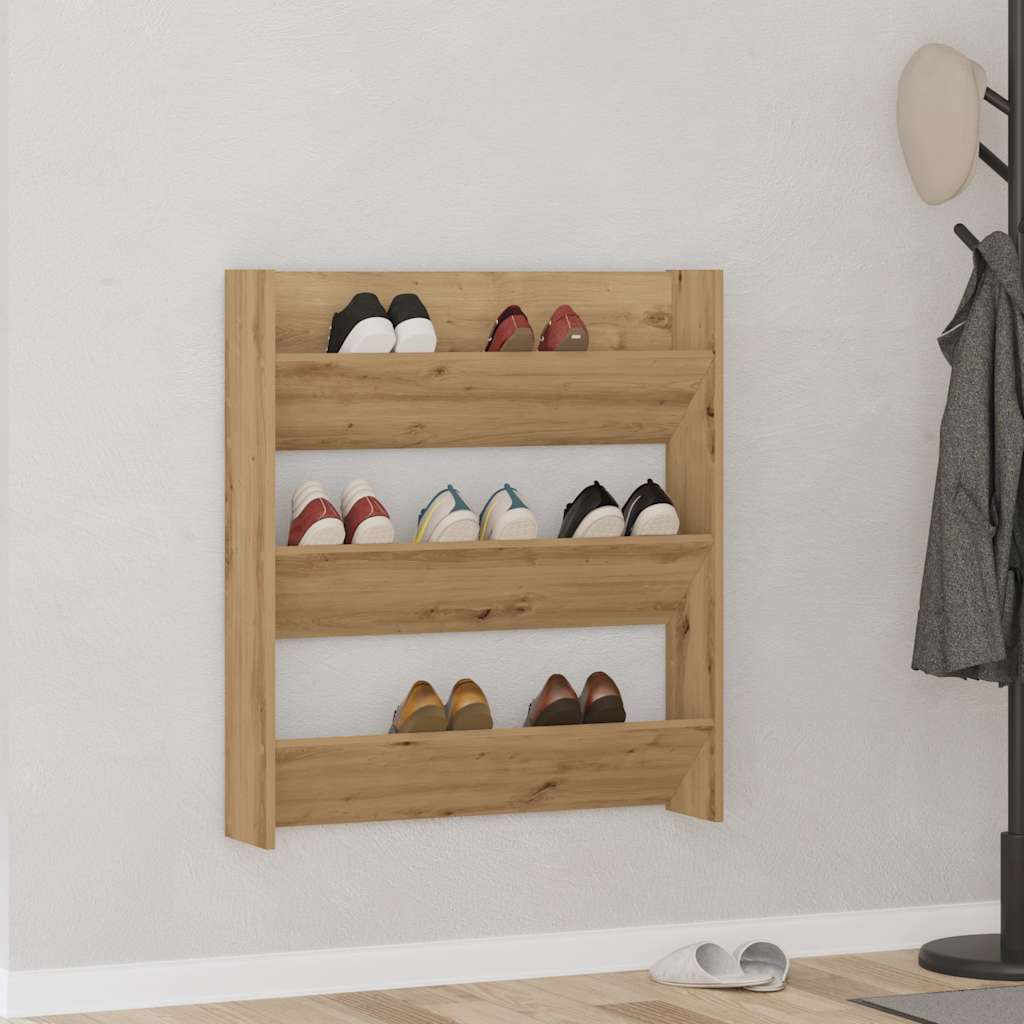 væghængt skoreol 80x18x90 cm konstrueret træ kunsteg